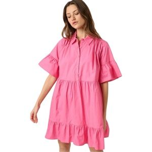 Mittoshop Piper BabyDoll Dress in‎ Hot Pink